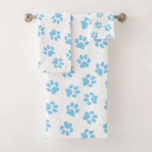 Pattern Of Paws, Dog Paws, Baby Blue Paws Bath Towel Set