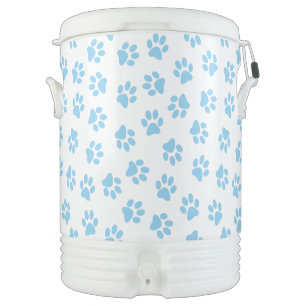 Pattern Of Paws, Dog Paws, Baby Blue Paws Beverage Cooler