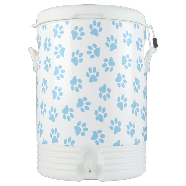 Pattern Of Paws, Dog Paws, Baby Blue Paws Beverage Cooler (Front)