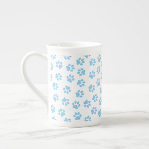 Pattern Of Paws, Dog Paws, Baby Blue Paws Bone China Mug