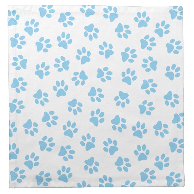 Pattern Of Paws, Dog Paws, Baby Blue Paws Cloth Napkin (Front)