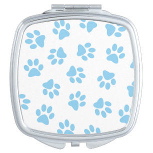 Pattern Of Paws, Dog Paws, Baby Blue Paws Compact Mirror