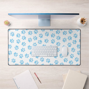 Pattern Of Paws, Dog Paws, Baby Blue Paws Desk Mat