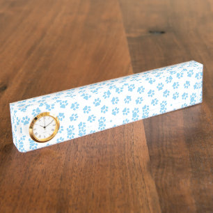 Pattern Of Paws, Dog Paws, Baby Blue Paws Desk Name Plate
