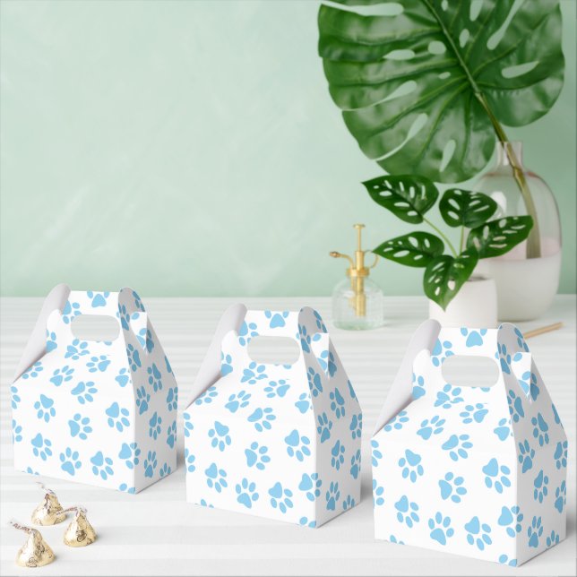 Pattern Of Paws, Dog Paws, Baby Blue Paws Favor Boxes (Multiple)