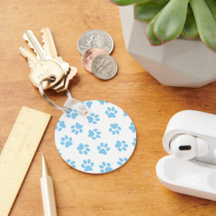 Pattern Of Paws, Dog Paws, Baby Blue Paws Keychain