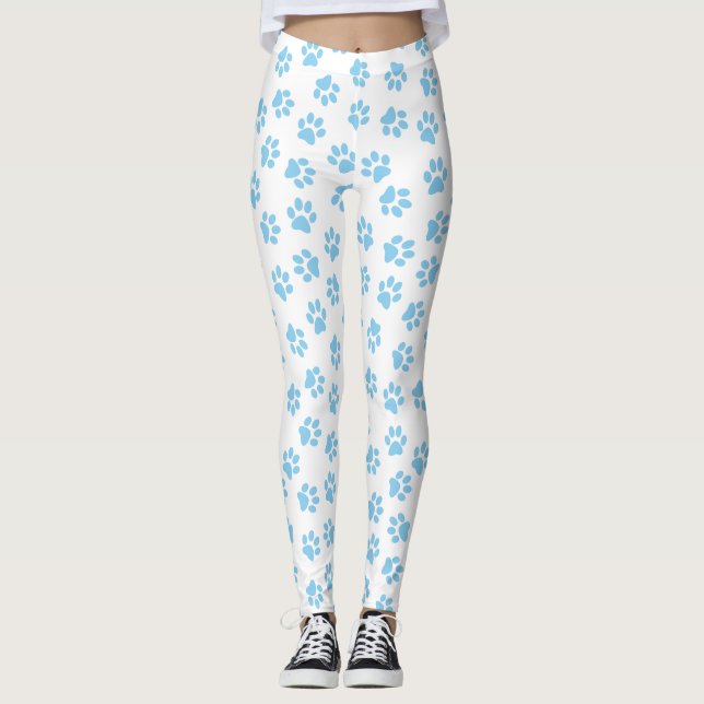 Pattern Of Paws, Dog Paws, Baby Blue Paws Leggings (Front)