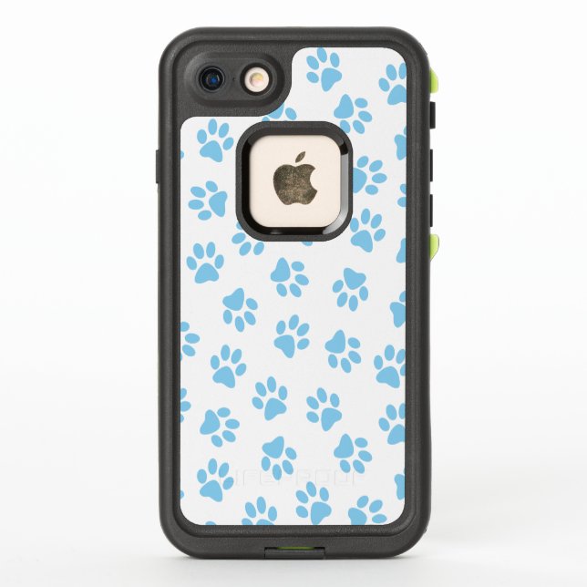Pattern Of Paws, Dog Paws, Baby Blue Paws LifeProof iPhone Case (Back)