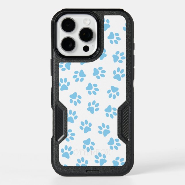 Pattern Of Paws, Dog Paws, Baby Blue Paws Otterbox iPhone Case (Back)
