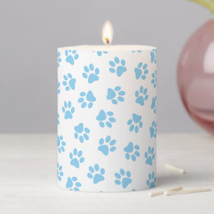 Pattern Of Paws, Dog Paws, Baby Blue Paws Pillar Candle