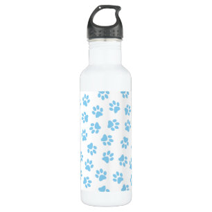 Pattern Of Paws, Dog Paws, Baby Blue Paws Stainless Steel Water Bottle