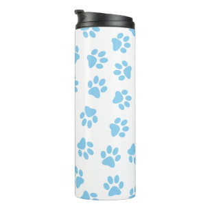 Pattern Of Paws, Dog Paws, Baby Blue Paws Thermal Tumbler