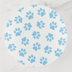 Pattern Of Paws, Dog Paws, Baby Blue Paws Trinket Tray