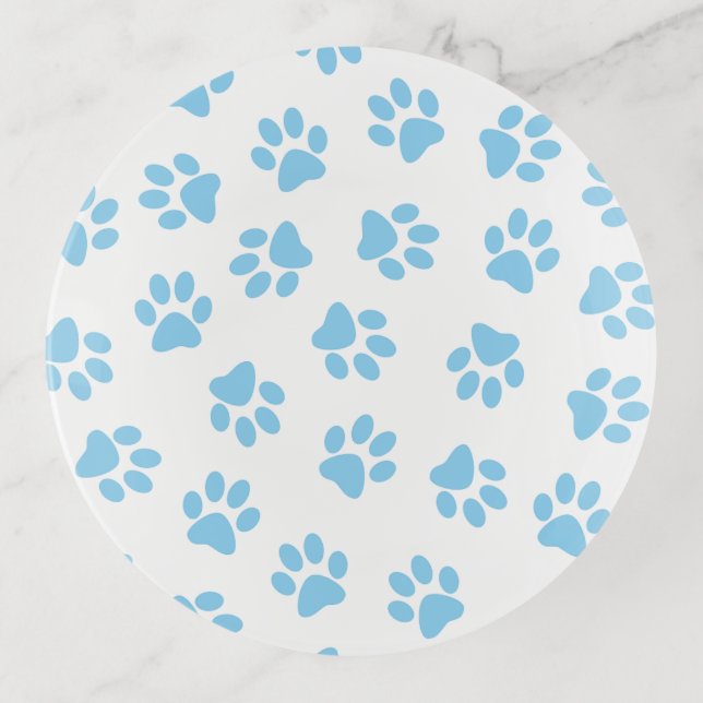 Pattern Of Paws, Dog Paws, Baby Blue Paws Trinket Tray (Front)