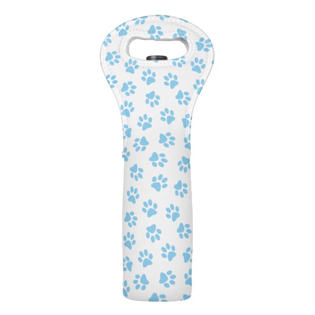 Pattern Of Paws, Dog Paws, Baby Blue Paws Wine Bag (Front)