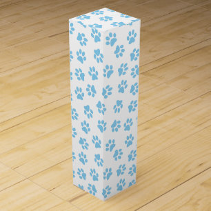 Pattern Of Paws, Dog Paws, Baby Blue Paws Wine Box