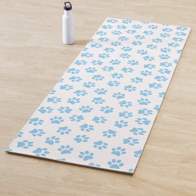 Pattern Of Paws, Dog Paws, Baby Blue Paws Yoga Mat (In Situ)