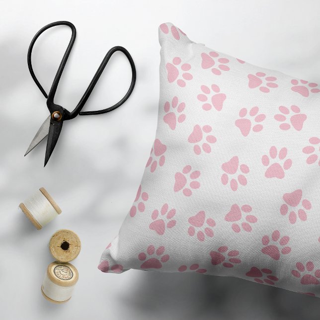Pattern Of Paws, Dog Paws, Baby Pink Paws Accent Pillow (Creator Uploaded)