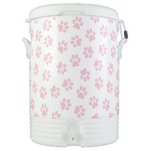 Pattern Of Paws, Dog Paws, Baby Pink Paws Beverage Cooler