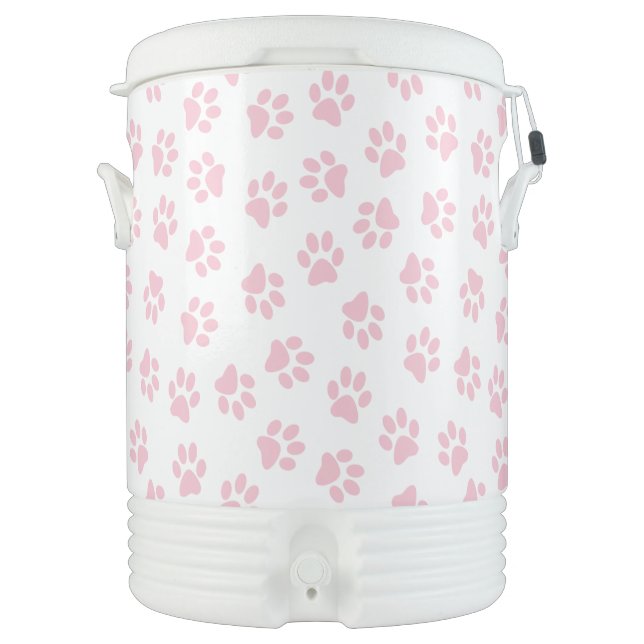 Pattern Of Paws, Dog Paws, Baby Pink Paws Beverage Cooler (Front)