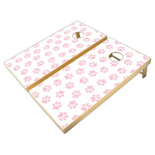 Pattern Of Paws, Dog Paws, Baby Pink Paws Cornhole Set