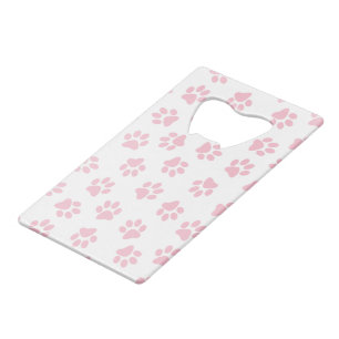 Pattern Of Paws, Dog Paws, Baby Pink Paws Credit Card Bottle Opener