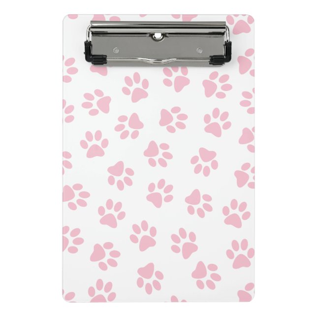 Pattern Of Paws, Dog Paws, Baby Pink Paws Mini Clipboard (Front)