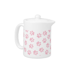 Pattern Of Paws, Dog Paws, Baby Pink Paws Teapot