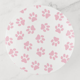 Pattern Of Paws, Dog Paws, Baby Pink Paws Trinket Tray