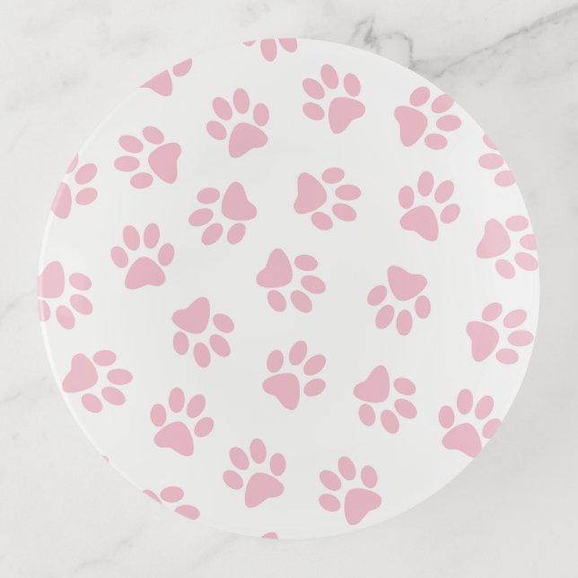 Pattern Of Paws, Dog Paws, Baby Pink Paws Trinket Tray (Front)