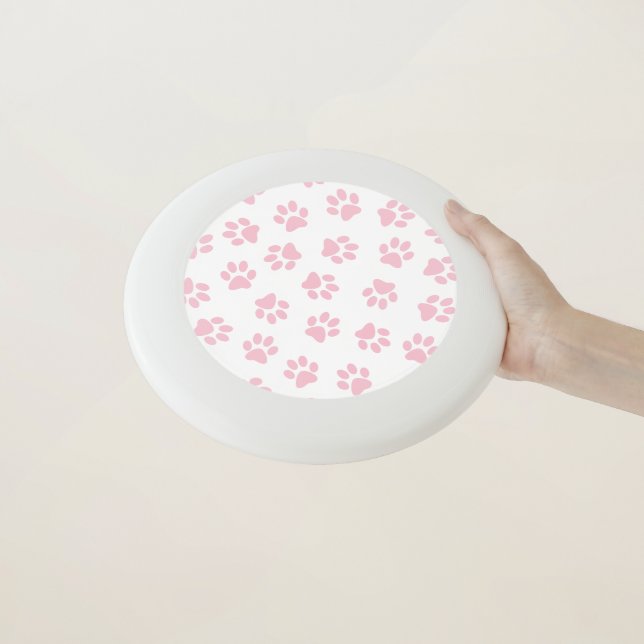 Pattern Of Paws, Dog Paws, Baby Pink Paws Wham-O Frisbee (In Hand)