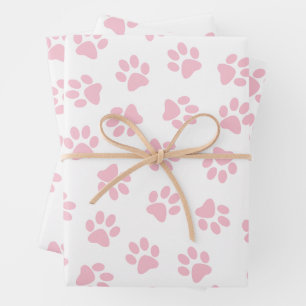 Pattern Of Paws, Dog Paws, Baby Pink Paws Wrapping Paper Sheets