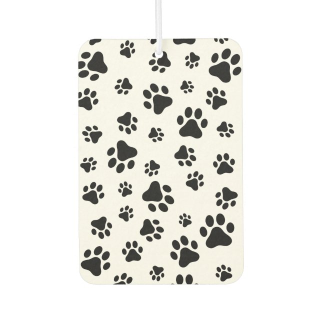 Pattern Of Paws, Dog Paws, Black and White Air Freshener (Front)