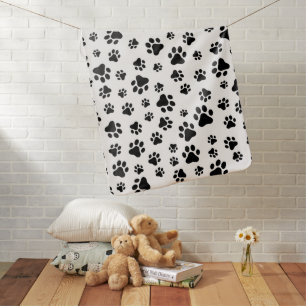 Pattern Of Paws, Dog Paws, Black and White Baby Blanket