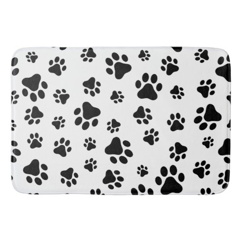 Pattern Of Paws Dog Paws Black and White Bath Mat