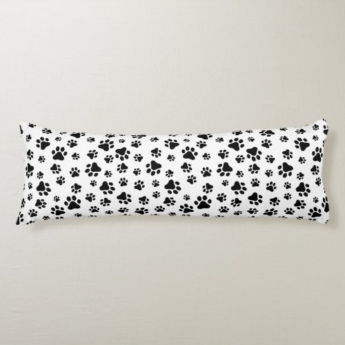 Pattern Of Paws Dog Paws Black and White Body Pillow