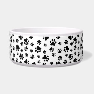 Pattern Of Paws, Dog Paws, Black and White Bowl