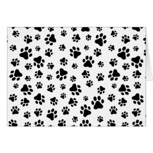 Pattern Of Paws, Dog Paws, Black and White Cards