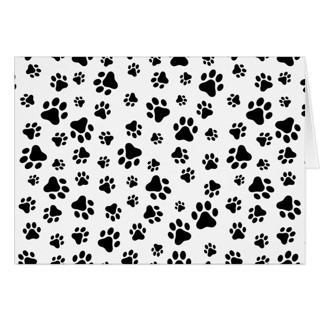 Pattern Of Paws, Dog Paws, Black and White Cards (Front Horizontal)