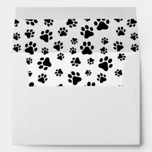 Pattern Of Paws, Dog Paws, Black and White Envelope