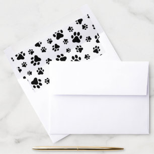 Pattern Of Paws, Dog Paws, Black and White Envelope Liner