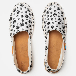 Pattern Of Paws, Dog Paws, Black and White Espadrilles