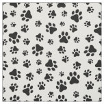 Pattern Of Paws, Dog Paws, Black and White Fabric