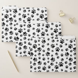 Pattern Of Paws, Dog Paws, Black and White File Folder