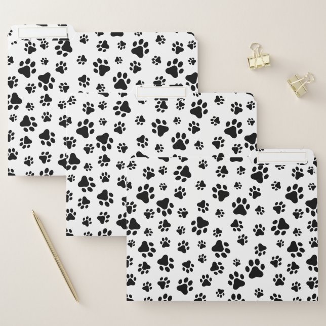 Pattern Of Paws, Dog Paws, Black and White File Folder (Set)