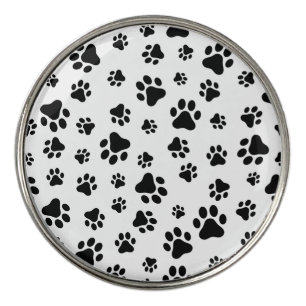 Pattern Of Paws, Dog Paws, Black and White Golf Ball Marker
