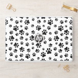Pattern Of Paws, Dog Paws, Black and White HP Laptop Skin