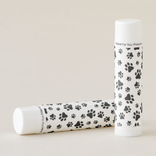 Pattern Of Paws, Dog Paws, Black and White Lip Balm