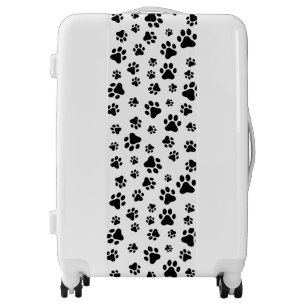 Pattern Of Paws, Dog Paws, Black and White Luggage