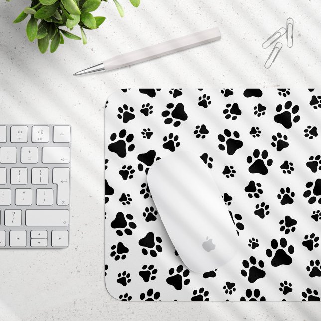 Pattern Of Paws, Dog Paws, Black and White Mouse Pad (Creator Uploaded)